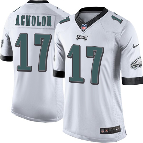 Men's Limited Nelson Agholor Nike Jersey White Road - #17 NFL Philadelphia Eagles